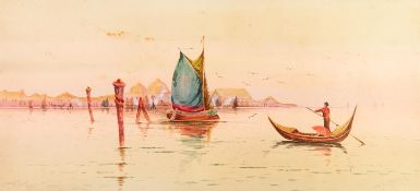 S.E. HALL (LATE NINETEENTH/ EARLY TWENTIETH CENTURY) WATERCOLOUR DRAWING Venetian lagoon with