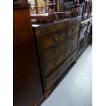 GEORGE III MAHOGANY CHEST OF TWO SHORT AND THREE GRADUATED LONG DRAWERS, TWO CONCEALED DRAWERS IN