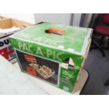 A LARGE  FITTED PICNIC CASE AND A 'PAC-A-PIC' FOOD CONTAINERS SYSTEM (BOXED)