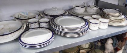 ALFRED MEAKIN POTTERY PART DINNER SERVICE 'BLEU DE ROY' PATTERN BORDER