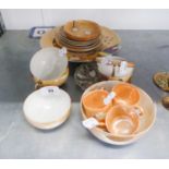 CHINESE FAMILLE ROSE SAUCER DISH, 5 1/4" DIAMETER (CHIPPED), AND 18 PIECES OF JAPANESE EGG SHELL