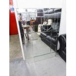 PAIR OF FRAMELESS BEVELLED EDGE WALL MIRRORS (61cm wide x 127cm high)  AND A SQUARE MIRROR (80cm x