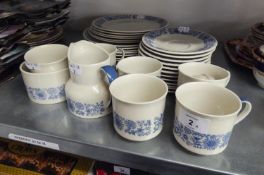 A ROYAL DOULTON 'CRANBOURNE' TEA AND DINNER SERVICE FOR SIX PERSONS, WITH SUGAR BOWL AND MILK JUG (