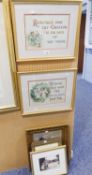 A PAIR OF VICTOTRIAN CHROMOLITHOGRAPHS WITH RELIGIOUS TEXTS AND FOUR VARIOUS PRINTS (6)