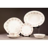 TWENTY EIGHT PIECE MINTON ?SPRING BOUQUET? PATTERN CHINA DINNER AND DESSERT SERVICE FOR SIX PERSONS,