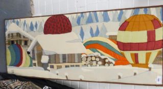 FABRIC COLLAGE 'CHALETS UNDER SNOW' AND TABLE MATS