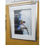 COLOUR PRINT OF TWO BALLERINAS, FRAMED AND GLAZED