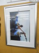 COLOUR PRINT OF TWO BALLERINAS, FRAMED AND GLAZED