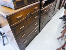 1930's ART DECO PERIOD FLORAL CARVED OAK BEDROOM SUITE OF THREE PIECES, VIZ SINGLE DOOR WARDROBE, 4'