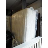 PAIR OF CREAM WROUGHT IRON SINGLE BEDSTEADS WITH LAURA ASHLEY MATTRESSES