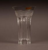 STYLISH NACHTMANN PART FROSTED GLASS VASE, of flared form with fruit moulded border, stencilled