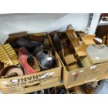 VARIOUS ITEMS TO INCLUDE; A 'LIFE BOAT' COLLECTING BOX, CLOGS, SHOES AND A QUANTITY OF WOODEN