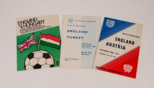 THREE ENGLAND UNDER 23s PROGRAMMES, v Turkey Ewood Park 1966, v Austria Boothferry Park Hull 1967,