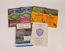 SIX MANCHESTER UNITED AWAY PROGRAMMES, v Exeter F.A. Cup 1969, v Sunderland at Leeds Road F.A. Cup