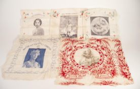 CIRCA 1930s PRINTED COTTON HANDKERCHIED FEATURING FULL-LENGTH IMAGE OF H.R.H. PRINCESS ELIZABETH