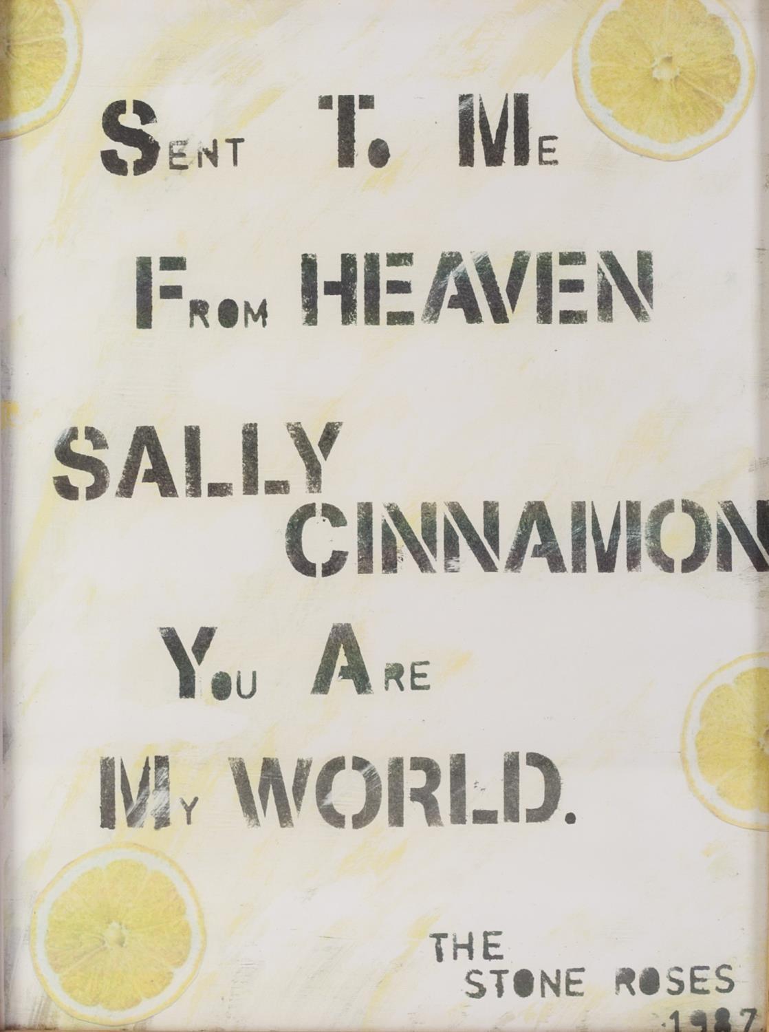 ?SENT TO ME FROM HEAVEN, SALLY CINNAMON YOU ARE MY WORLD?, SMALL STONE ROSES POSTER, 1987, 15 ¼? x
