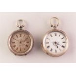 LADY'S SWISS CHASED SILVER (935 MARK) POCKET WATCH with key wind movement, floral chased silver dial