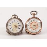 A. A. HICKEN, ESENS, GERMAN SILVER OPEN FACED POCKET WATCH with key wind movement, roman two-part