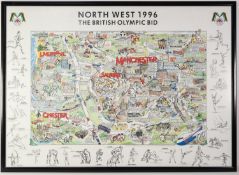 *?THE BRITISH OLYMPICS NORTH WEST BID, 1996?, COLOUR POSTER, 25? x 35? (63.5cm x 89cm), framed and