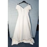'Mon Chere Bridals', Trenton, New Jersey, MODERN WEDDING DRESS in lined ivory polyester with white