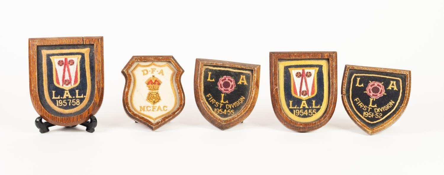 FOUR 1950?s L.A.L. (Lancashire Amateur League) EMBROIDERED BLAZER POCKET BADGES, ?FIRST DIVISION,