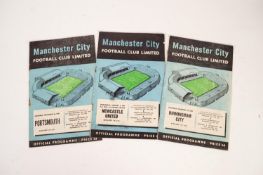 THREE MANCHESTER CITY HOME PROGRAMMES, season 1956/57 PORTSMOUTH, BIRMINGHAM and NEWCASTLE in teh
