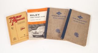 RILEY 'ONE-POINT-FIVE' DRIVER'S HANDBOOK, third and sixth editions, a RILEY 'ONE-POINT-FIVE' SALOONS