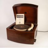 PYE 'THE BLACK BOX' VINTAGE PORTABLE RECORD PLAYER with original operating booklet, (no tests