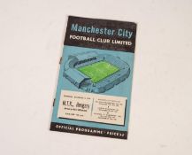 MANCHESTER CITY v M.T.K. HUNGARY, formerly Red Banner, friendly season 1956/57, token missing and