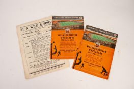 THREE MANCHESTER CITY AWAY PROGRAMMES, Luton Town 1955/56 and two Wolves programmes 1957/58 and