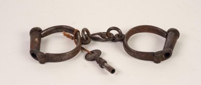 ANTIQUE PAIR OF HANDCUFFS WITH KEY