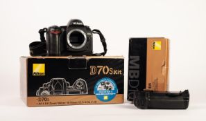 NIKON D70S DIGITAL CAMERA BODY, together with a BATTERY CHARGER, related accessories, and a NIKON