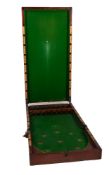 VICTORIAN MAHOGANY FOLDING, TABLE TOP BAGATELLE TABLE, 96? x 24? (244cm x 61cm), no cues or balls