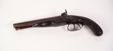 GOOD FIRST HALF OF 19th CENTURY SIDE-BY-SIDE DOUBLE BARREL PERCUSSION PISTOL by Esau Akrill -