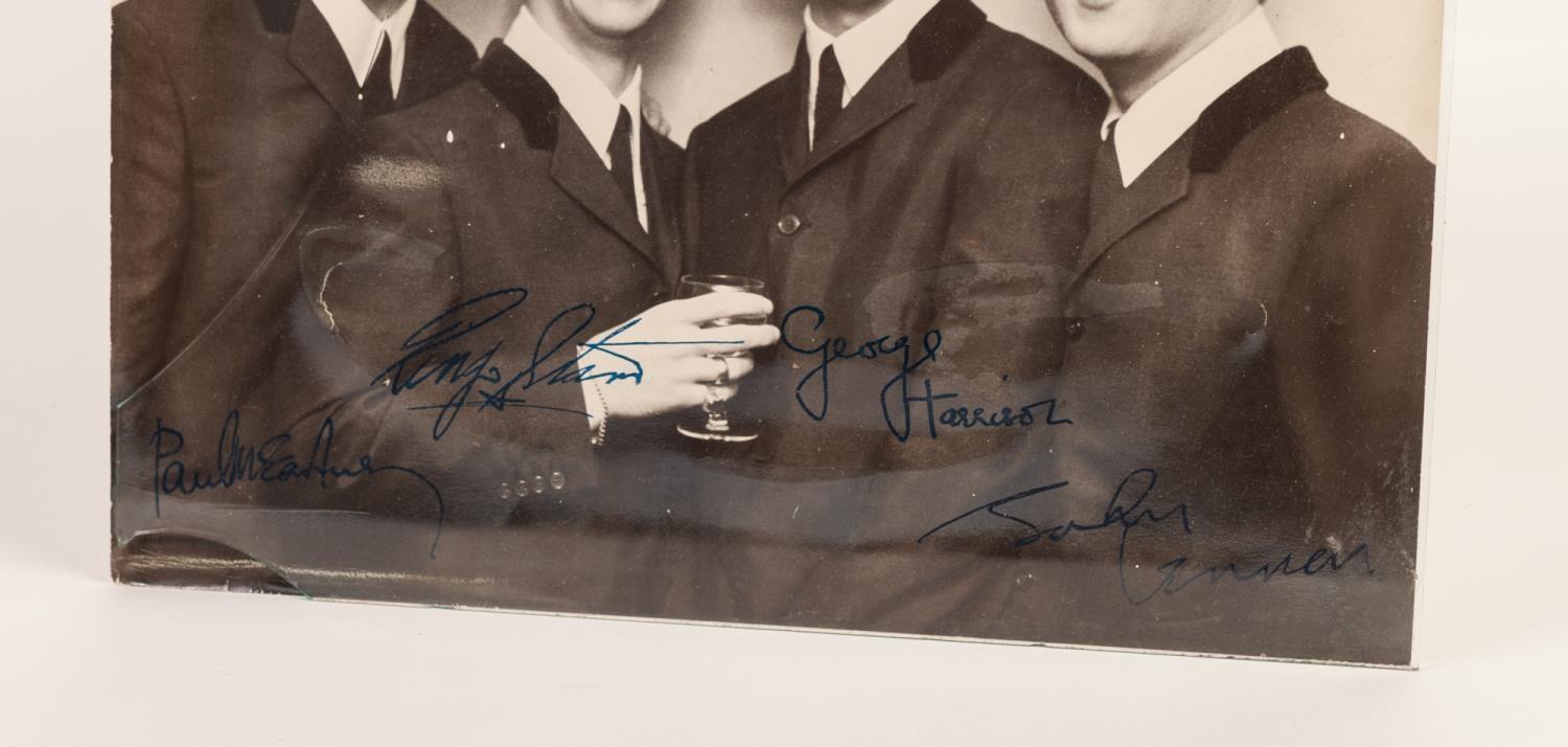 BLACK AND WHITE GROUP PHOTOGRAPHIC IMAGE OF THE BEATLES, half-length study with Ringo Starr - Image 2 of 2