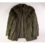 'SAGA FOX' LABELLED DARK GREY FOX FUR LADY'S JACKET, of collar-less design, with hook fastening