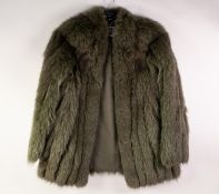 'SAGA FOX' LABELLED DARK GREY FOX FUR LADY'S JACKET, of collar-less design, with hook fastening