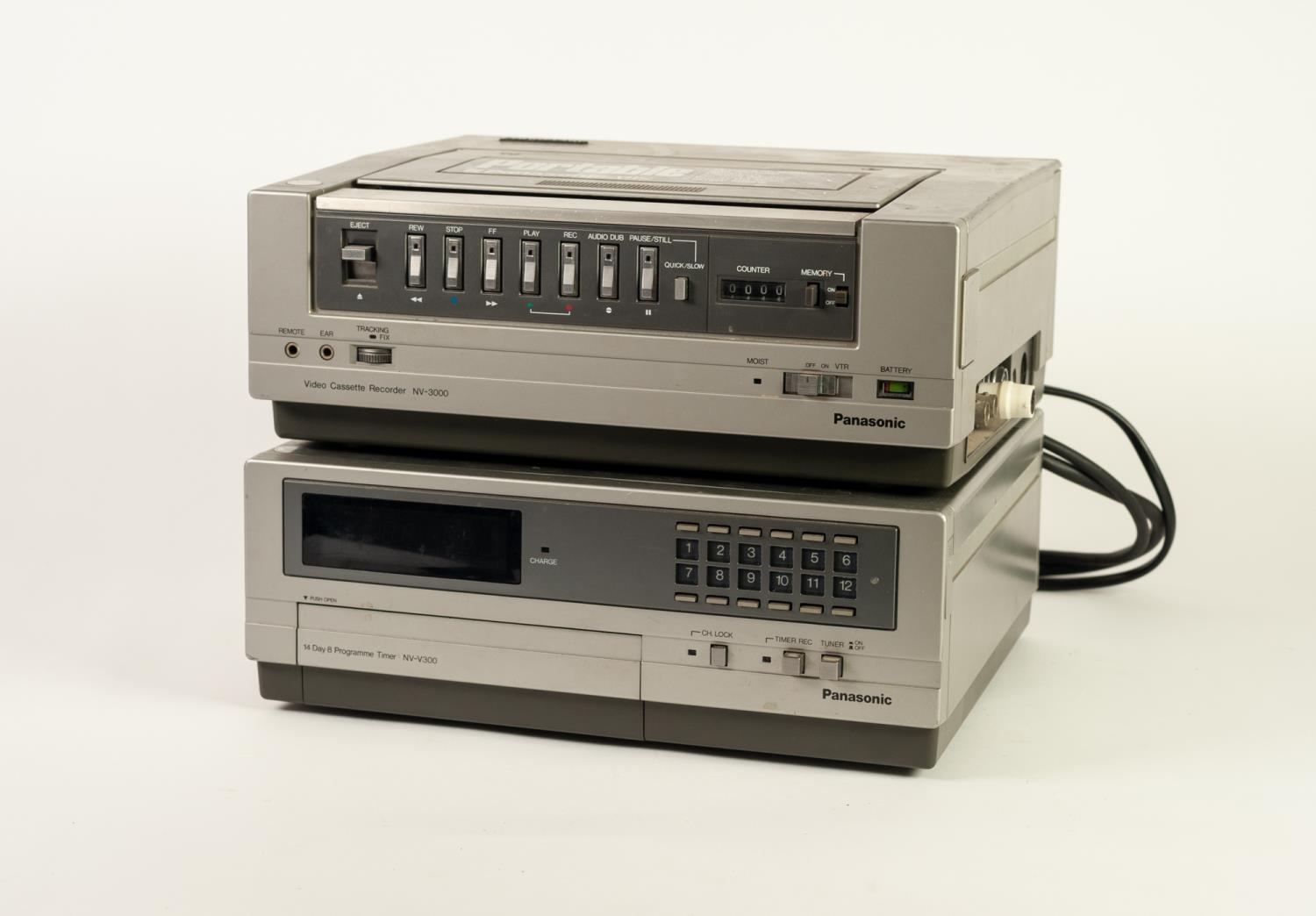 PANASONIC NV-3000 VIDEO CASSETTE RECORDER, together with a PANASONIC NV-V300 14 DAY 8 PROGRAMME