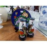 A PAIR OF ORIENTAL CLOISONNÉ ENAMELLED VASES DECORATED WITH PEACOCKS, ON A WHITE GROUND, 6? HIGH AND