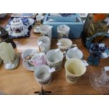 TWO CHINA ?PEACE? BEAKERS AND SIX VARIOUS ROYAL COMMEMORATIVE MUGS ETC.. (8)