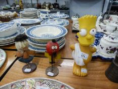 A PAIR OF COMIC FIGURES, ZEBEDEE AND FLORENCE AND A PLASTIC BOTTLE IN THE FORM OF HOMER SIMPSON (3)
