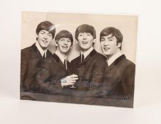 BLACK AND WHITE GROUP PHOTOGRAPHIC IMAGE OF THE BEATLES, half-length study with Ringo Starr