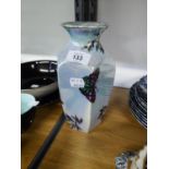 POTTERY HEXAGONALLY PANELLED VASE WITH BUTTERFLY LUSTRE DECORATION
