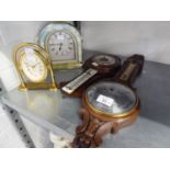 ROBERT BLANDFORD MODERN QUARTZ MANTEL CLOCK AND ANOTHER; TWO MODERN BANJO SHAPED ANEROID