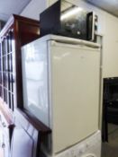 HOTPOINT ICE DIAMOND REFRIGERATOR AND A RUSSELL HOBBS MICROWAVE OVEN (2)