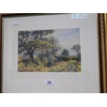 A PASTEL DRAWING OF A COUNTRY LANE WITH TREES AND GATE IN THE DISTANCE, BY GEORGE ANDERSON- SHORT (