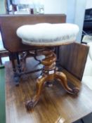 A VICTORIAN WALNUTWOOD ADJUSTABLE MUSIC STOOL