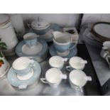 A MODERN 'MINTON' BONE CHINA COFFEE SET OF 24 PIECES, PALL MALL CERAMIC DISH AND COVER AND A