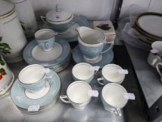 A MODERN 'MINTON' BONE CHINA COFFEE SET OF 24 PIECES, PALL MALL CERAMIC DISH AND COVER AND A