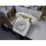 A CREAM PLASTIC VINTAGE G.P.O. TELEPHONE HANDSET WITH ROTARY DIAL